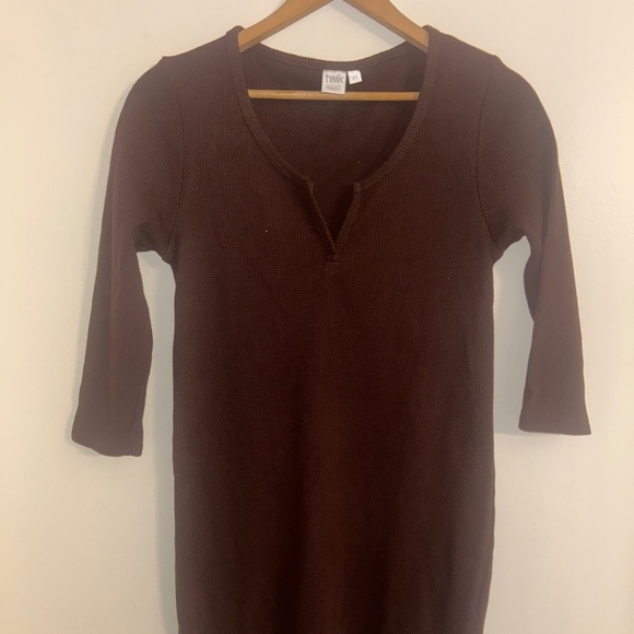 Twik by Simons Waffle Knit Mini Dress – Chocolate Brown, Size M - Picture 1 of 3